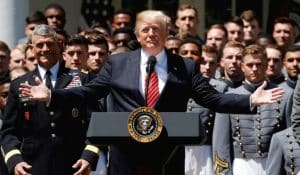 Trump presents trophy to U.S. Military Academy football team in Washington