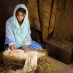 Nativity scene in manger