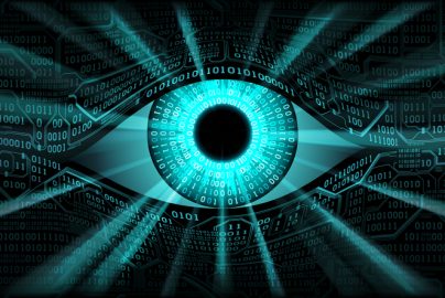 Big brother electronic eye concept, technologies for the global surveillance, security of computer systems and networks, well organized layers