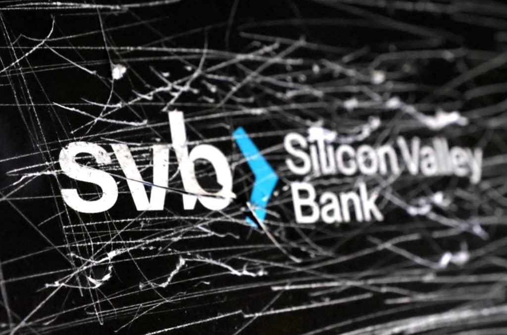 FILE PHOTO: Destroyed SVB (Silicon Valley Bank) logo is seen in this illustration taken March 13, 2023. REUTERS/Dado Ruvic/Illustration