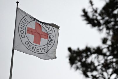 International Committee of the Red Cross flag above its headquarters in Geneva